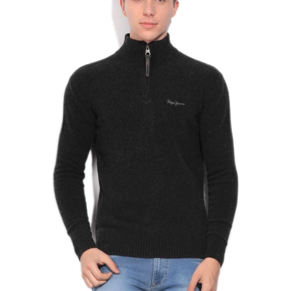 Pepe Jeans London Lambswool 1/4 Zip Pullover Jumper Sweater